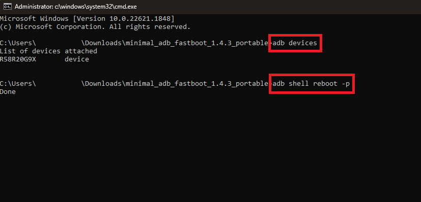 How to reboot an Android using ADB on desktop