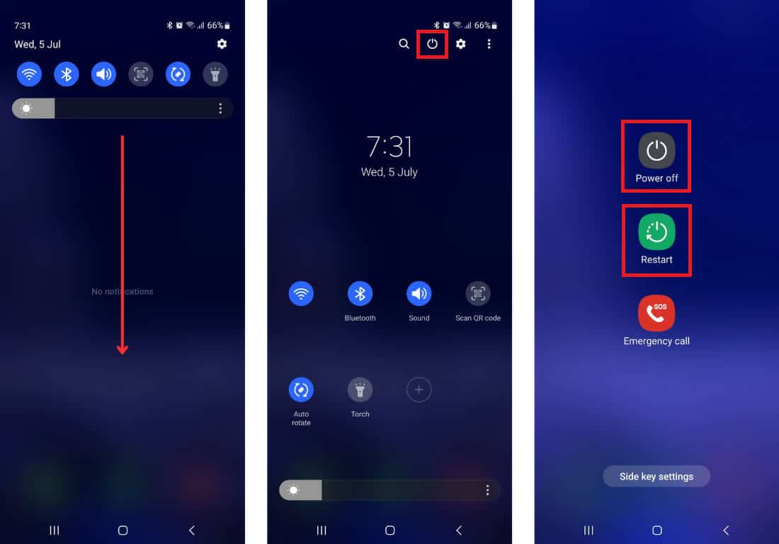 How to power off a Samsung phone without the power button