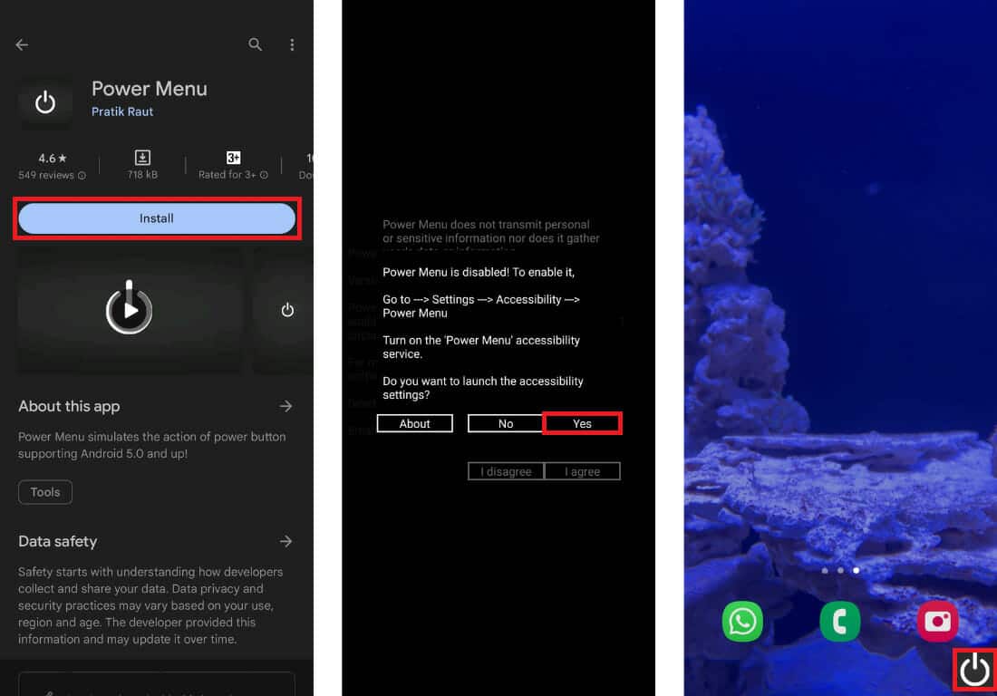 How to download and use the Power Menu add-on on an Android device.