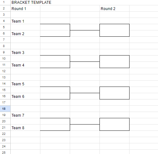 An example of 1 round joined for 8 teams