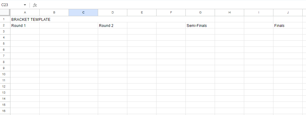 Create the rounds for the tournament as header rows.