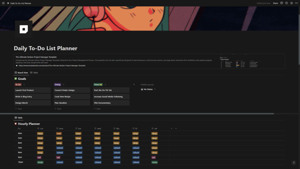 Overview of Daily To-Do Planner by DCODED