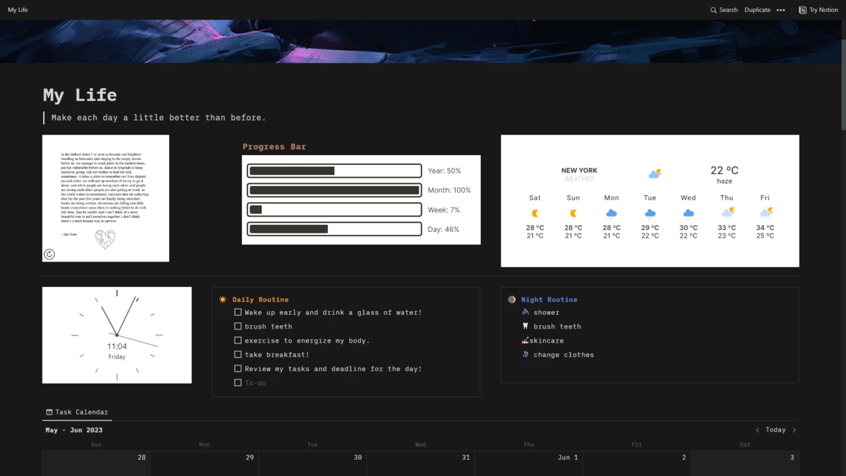 Overview of My Life Notion Template