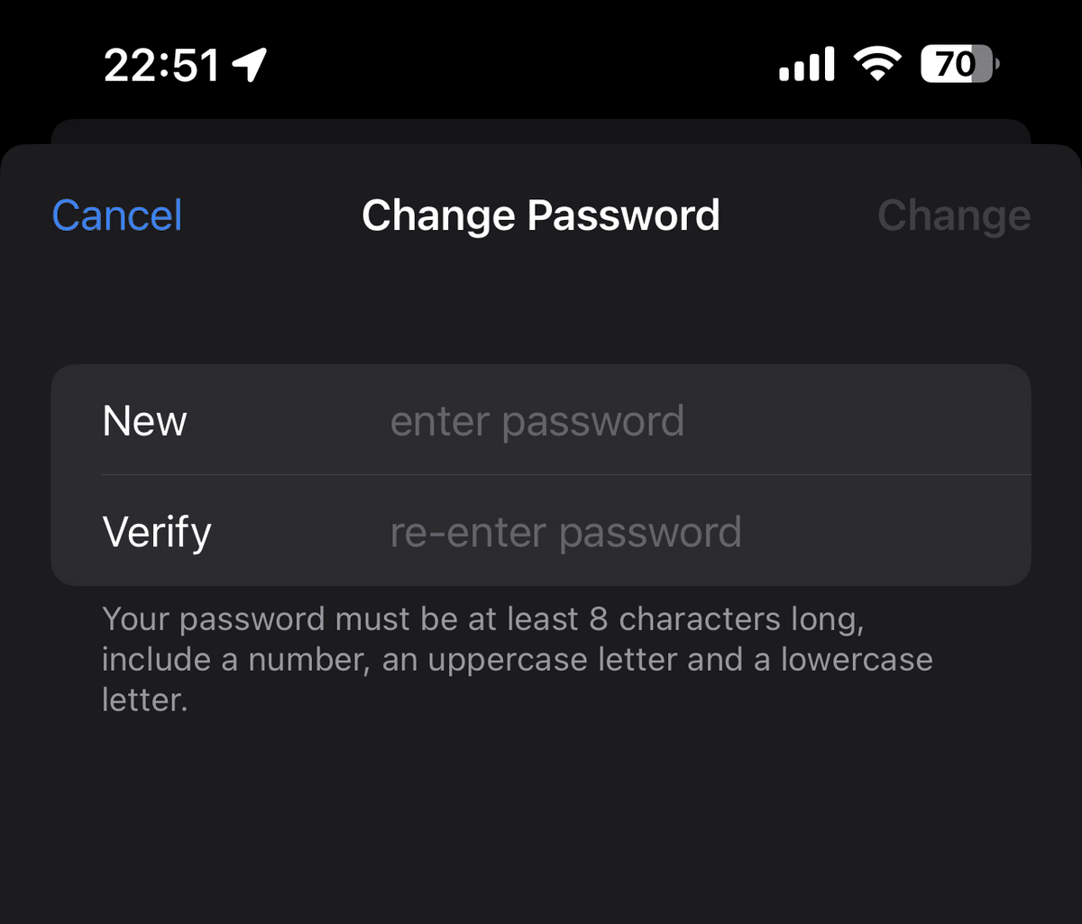 how to enter new password on iphone