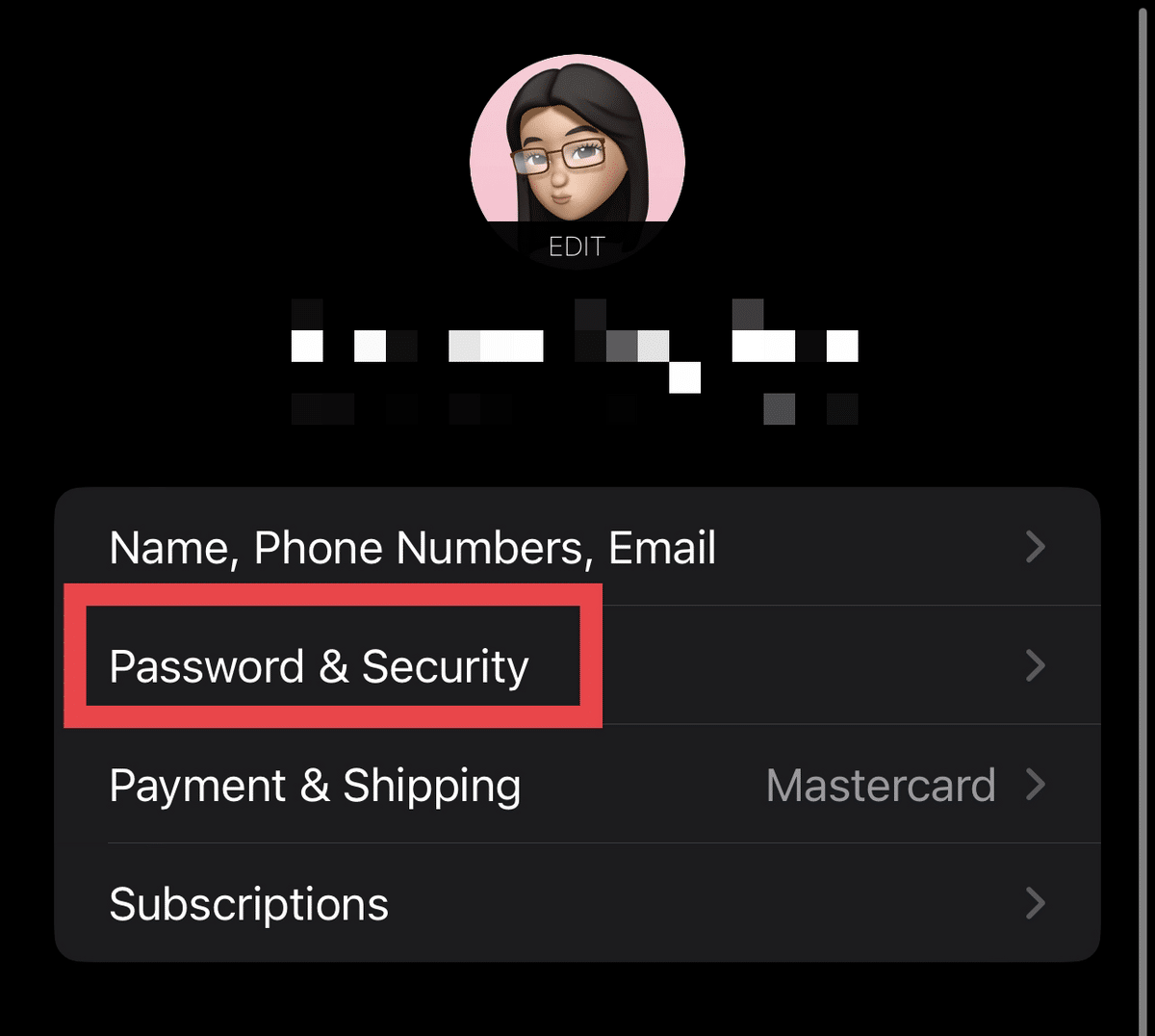 Password & Security on iPhone