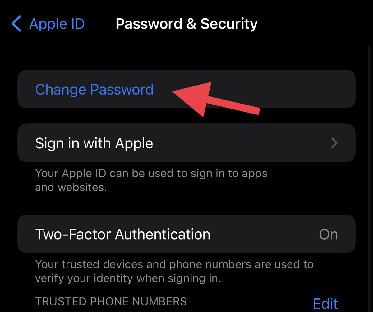 how to change password on iphone