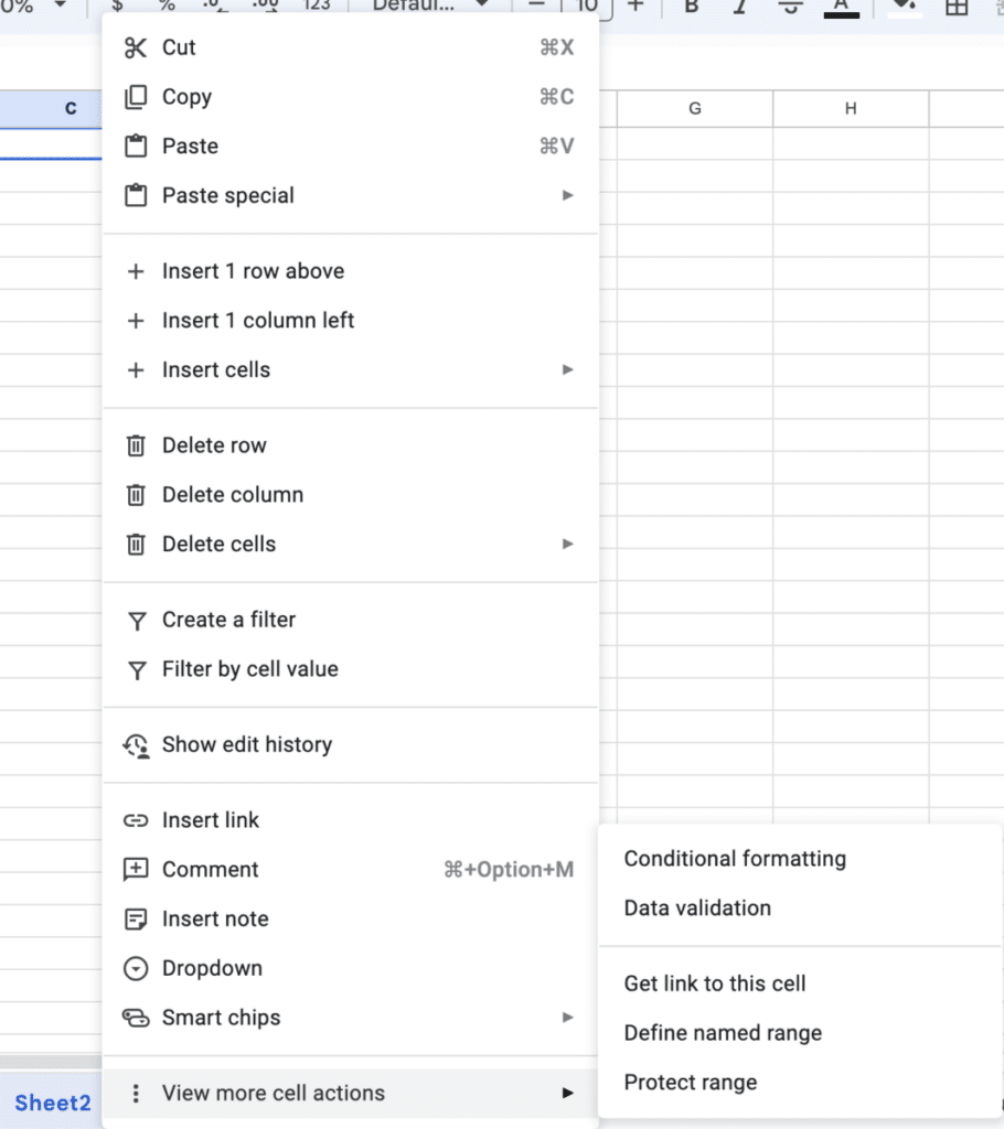 How to lock cells in Google Sheets—View more cells action